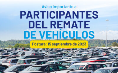Aviso importante para participantes del remate de vehículos
